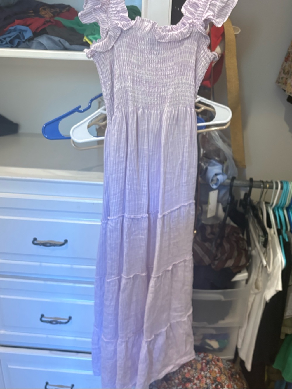 Lavender and White Seersucker Hill House Home Nap Dress